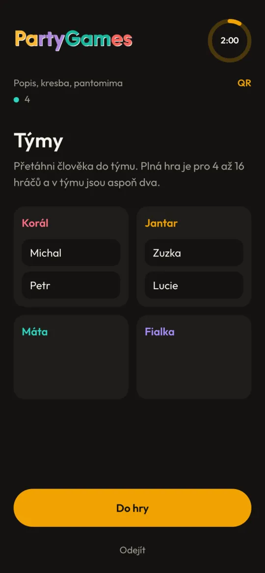 Rozdělení hráčů do týmů