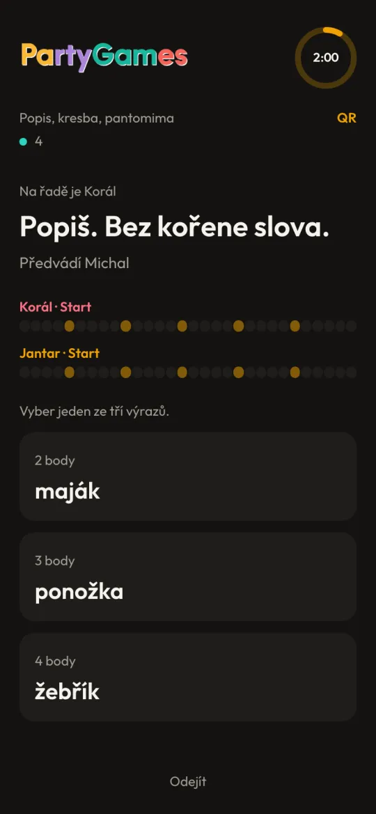 Výběr pojmu za 2, 3 nebo 4 body